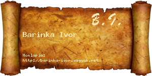 Barinka Ivor névjegykártya